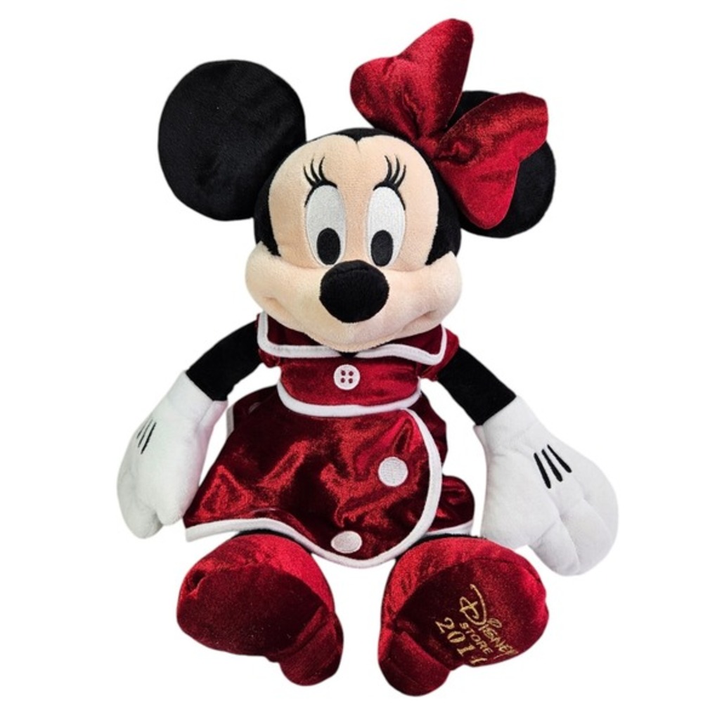 Disney Store 2014 Minnie‎ Mouse Christmas 16 Inch Plush Toy Red Polka Dot Dress